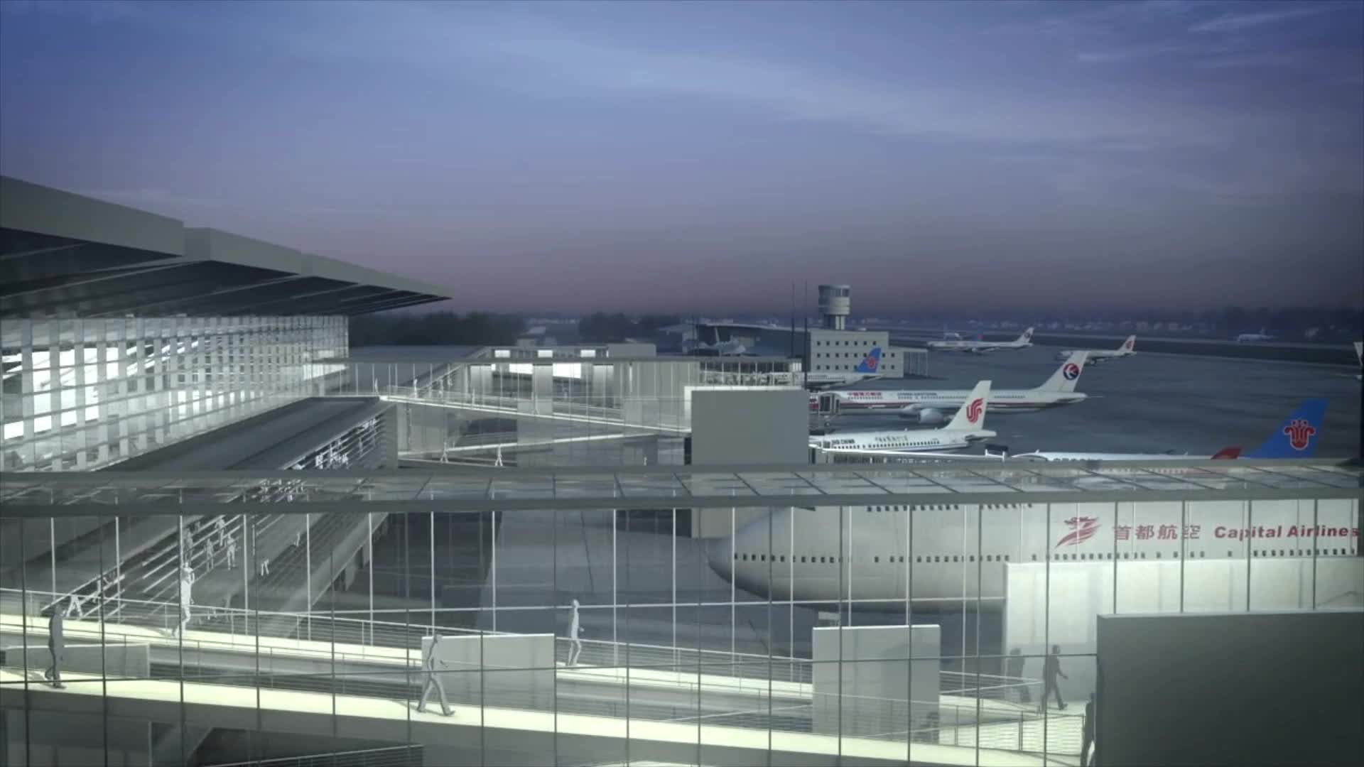 三维动画·航空港机场飞机起飞